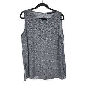 Hawthorne Tank Blouse XL Womens Black White Triangle Key Hole Office Casual Top‎